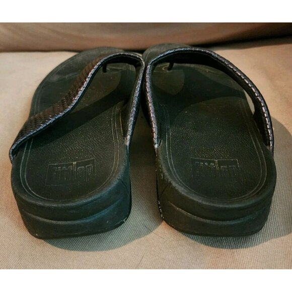 Fitflop Lulu Black Weave Thong Slip On Sandals Women's Sz 8 (407-001) - Picture 4 of 9